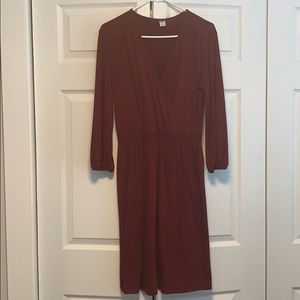 Maroon-ish/brick red-ish wrap dress